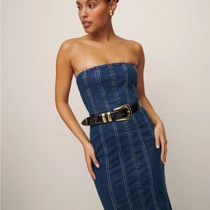 Reformation Anais Strapless Denim Midi Dress *NWOT*